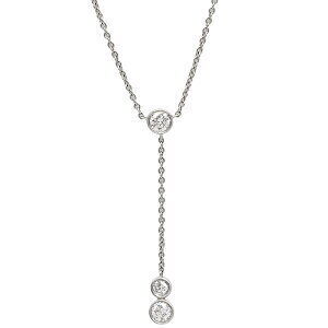 Tiffany Co Necklace by the Yard Drop Diamond Platinum Silver